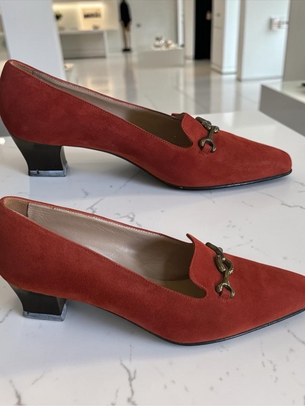 Vintage Boutique de Paris Women's Suede Loafers in Coral Rust 37.5 / 7.5 EUC!!